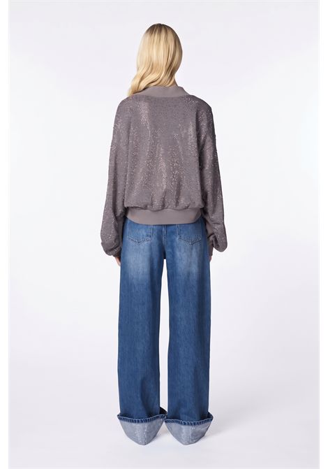 Felpa oversize con applicazione di pietre TWENTY FOURHAITCH | A0195GRIGIO